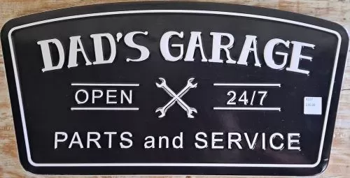Enamel Wall Sign - Dad's Garage Parts & Services 50 x 24
