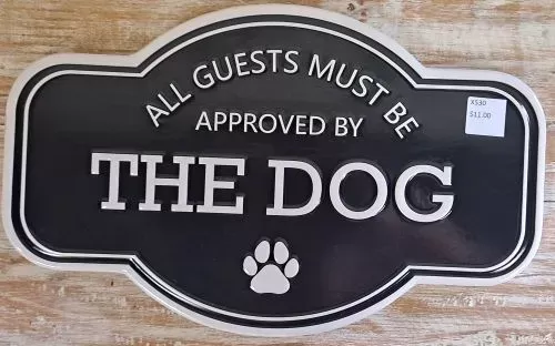 Enamel Wall Sign - The Dog Black and White 35 x 22