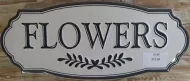 Enamel Wall Sign - Flowers ( B & W) 30 x 13