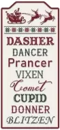 Enamel Wall Sign - Dasher, Dancer.... 28cm x 61cm