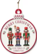 Enamel Wall Sign - Merry Christmas Bauble (Toy Soliders)