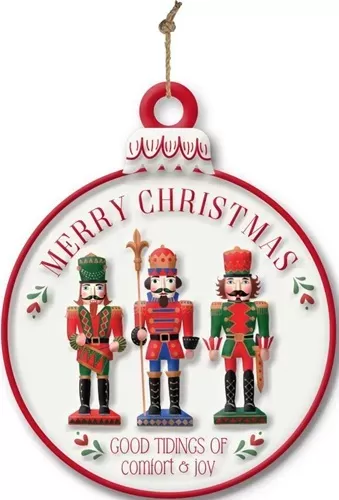 Enamel Wall Sign - Merry Christmas Bauble (Toy Soliders)