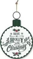 Enamel Wall Sign - Holly Christmas Bauble