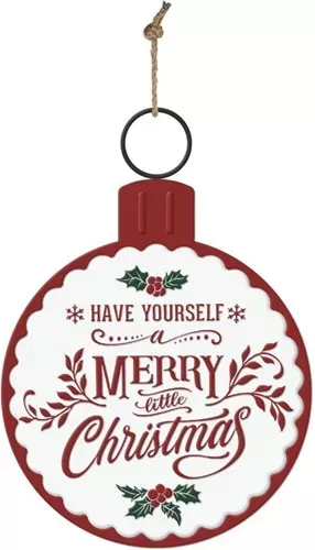 Enamel Wall Sign -Merry Christmas Bauble 13cm x 19cm