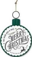 Enamel Wall Sign -Merry Christmas Bauble (Green) 13cm x 19cm
