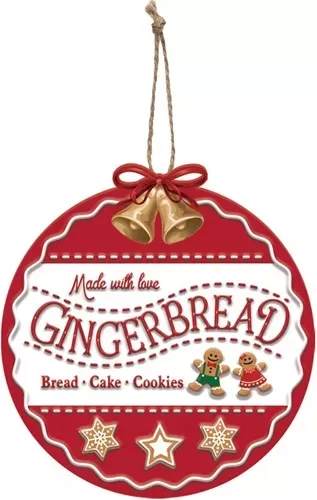 Enamel Wall Sign - Gingerbread Bauble 13cm x 14cm