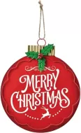 Enamel Wall Sign - Merry Christmas Bauble 13cm x 16cm