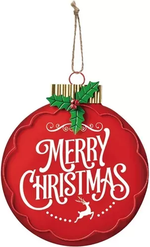 Enamel Wall Sign - Merry Christmas Bauble 13cm x 16cm
