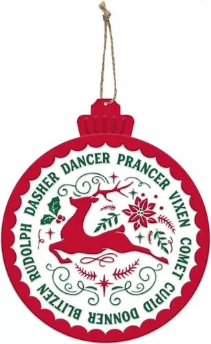 Enamel Wall Sign - Dasher, Dancer .... Bauble 13cm x 15cm