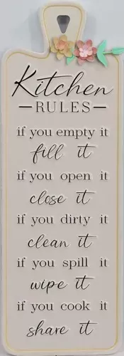 Enamel Wall Sign - Kitchen Rules 21cm x 61cm