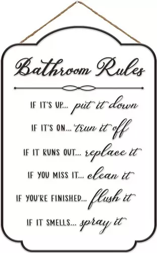 Enamel Wall Sign - Bathroom Rules 24cm x 35cm