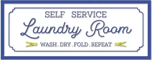 Enamel Wall Sign - Self Service Laundry Room 40cm x 16cm