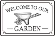Enamel Wall Sign - Welcome to our Garden 38cm x 25cm