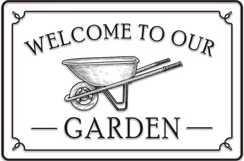 Enamel Wall Sign - Welcome to our Garden 38cm x 25cm