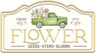 Enamel Wall Sign - Flower Seeds, Stems & Blooms 25cm x 46cm