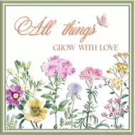 Enamel Wall Sign - All things grow with love 36cm x 36cm