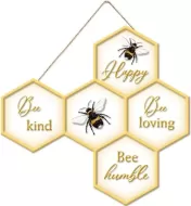 Enamel Wall Sign - Bee kind, Happy, Loving and humble 30cm x 30cm