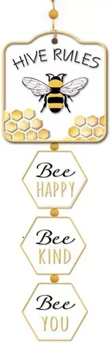 Enamel Wall Sign - Have Rules bee home 24cm x 79cm