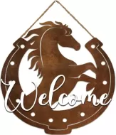 Enamel Wall Sign - Welcome (horseshoe) 30cm x 30cm
