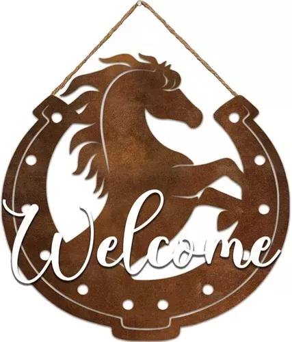 Enamel Wall Sign - Welcome (horseshoe) 30cm x 30cm