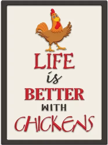 Enamel Wall Sign - Life is better with Chickens 25cm x 34cm