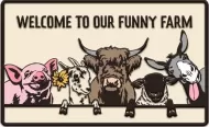 Enamel Wall Sign - Welcome to our Funny Farm 46cm x 28cm