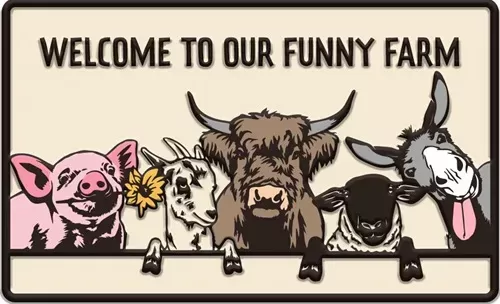 Enamel Wall Sign - Welcome to our Funny Farm 46cm x 28cm