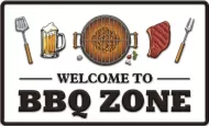 Enamel Wall Sign - Welcome to BBQ Zone 46cm x 28cm
