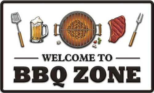 Enamel Wall Sign - Welcome to BBQ Zone 46cm x 28cm