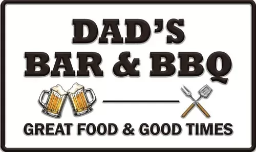 Enamel Wall Sign - Dad's Bar & BBQ 46cm x 28cm
