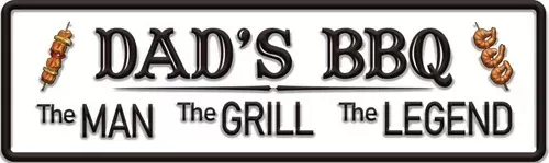 Enamel Wall Sign - Dad's BBQ 51cm x 15cm