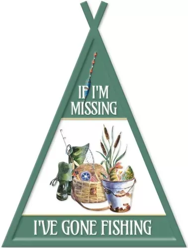 Enamel Wall Sign - I've gone fishing 30.5cm x 41cm