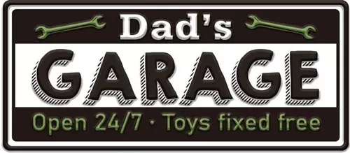 Enamel Wall Sign - Dad's Garage 41cm x 18cm