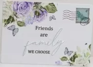 Enamel Wall Sign - Friends are family postcode with stand 23cm x 16cm